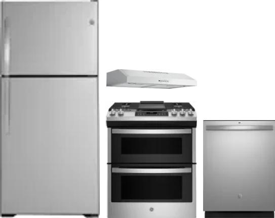 4 Piece Package Includes Refrigerator, Range, Hood And Dishwasher