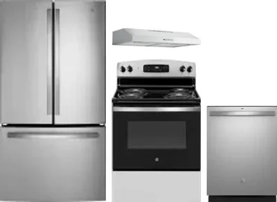 4 Piece Package Includes Refrigerator, Range, Hood And Dishwasher