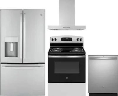 4 Piece Package Includes Refrigerator, Range, Hood And Dishwasher