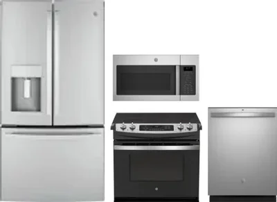 4 Piece Package Includes Refrigerator, Range, Microwave And Dishwasher