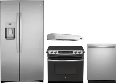 4 Piece Package Includes Refrigerator, Range, Hood And Dishwasher