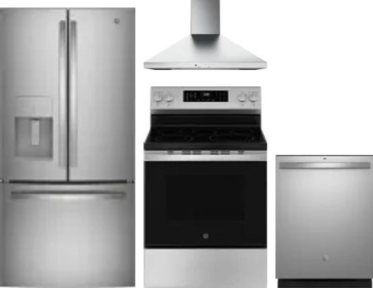 4 Piece Package Includes Refrigerator, Range, Hood And Dishwasher