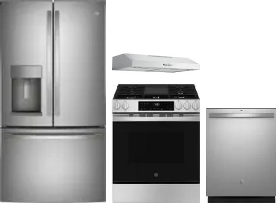 4 Piece Package Includes Refrigerator, Range, Hood And Dishwasher
