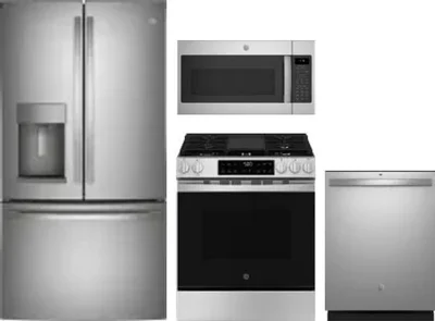 4 Piece Package Includes Refrigerator, Range, Microwave And Dishwasher