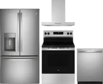 4 Piece Package Includes Refrigerator, Range, Hood And Dishwasher