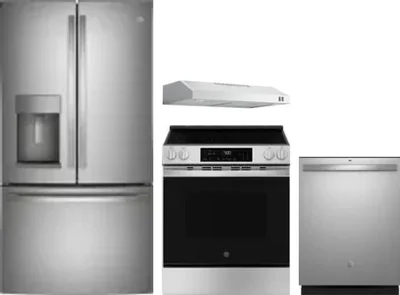 4 Piece Package Includes Refrigerator, Range, Hood And Dishwasher