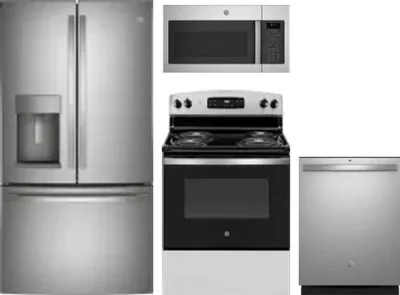 4 Piece Package Includes Refrigerator, Range, Microwave And Dishwasher