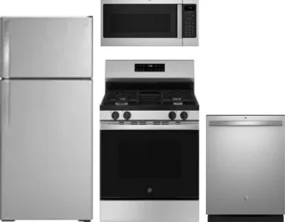 4 Piece Package Includes Refrigerator, Range, Microwave And Dishwasher