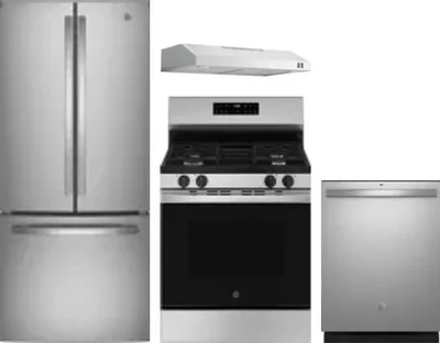 4 Piece Package Includes Refrigerator, Range, Hood And Dishwasher