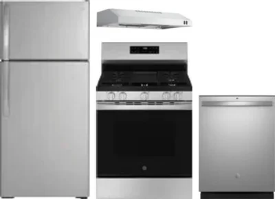 4 Piece Package Includes Refrigerator, Range, Hood And Dishwasher