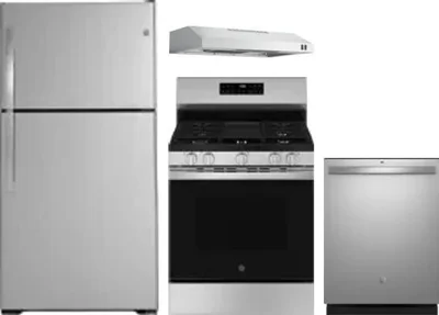 4 Piece Package Includes Refrigerator, Range, Hood And Dishwasher