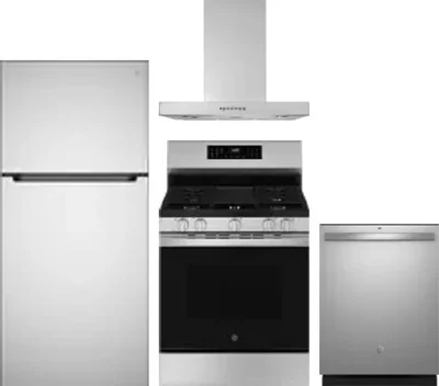 4 Piece Package Includes Refrigerator, Range, Hood And Dishwasher