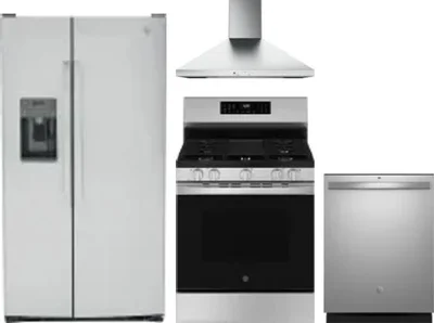 4 Piece Package Includes Refrigerator, Range, Hood And Dishwasher