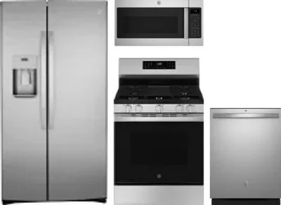 4 Piece Package Includes Refrigerator, Range, Microwave And Dishwasher