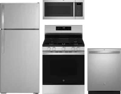 4 Piece Package Includes Refrigerator, Range, Microwave And Dishwasher