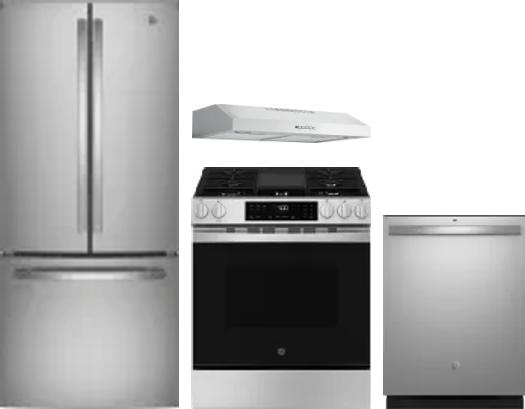 4 Piece Package Includes Refrigerator, Range, Hood And Dishwasher