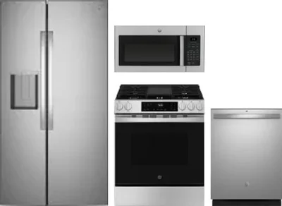 4 Piece Package Includes Refrigerator, Range, Microwave And Dishwasher