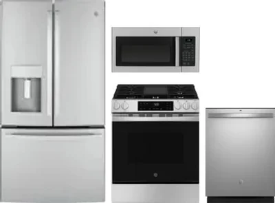 4 Piece Package Includes Refrigerator, Range, Microwave And Dishwasher