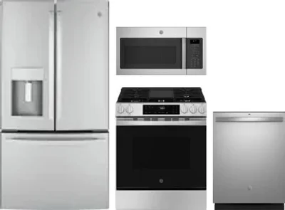 4 Piece Package Includes Refrigerator, Range, Microwave And Dishwasher