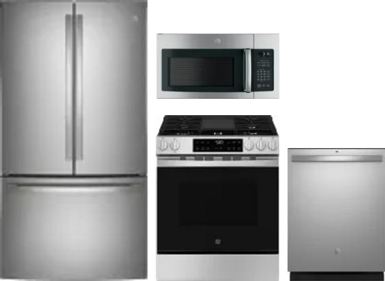 4 Piece Package Includes Refrigerator, Range, Microwave And Dishwasher