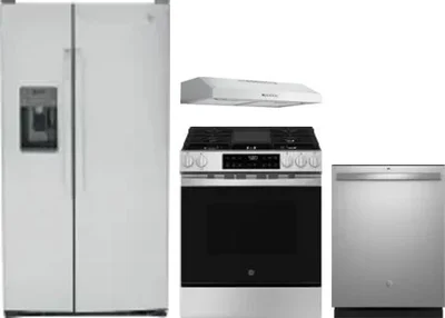 4 Piece Package Includes Refrigerator, Range, Hood And Dishwasher