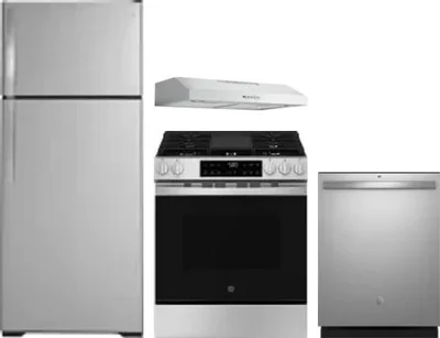 4 Piece Package Includes Refrigerator, Range, Hood And Dishwasher