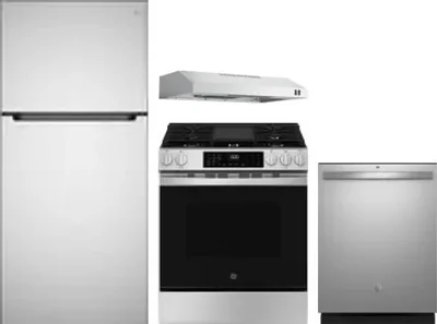 4 Piece Package Includes Refrigerator, Range, Hood And Dishwasher