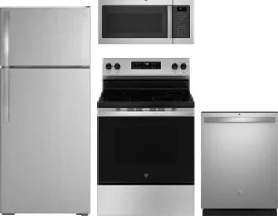 4 Piece Package Includes Refrigerator, Range, Microwave And Dishwasher