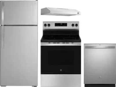 4 Piece Package Includes Refrigerator, Range, Hood And Dishwasher
