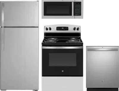 4 Piece Package Includes Refrigerator, Range, Microwave And Dishwasher