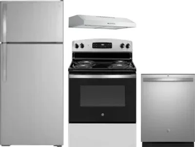 4 Piece Package Includes Refrigerator, Range, Hood And Dishwasher