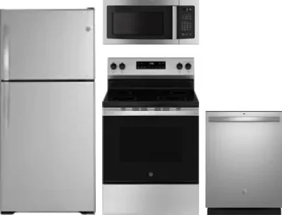 4 Piece Package Includes Refrigerator, Range, Microwave And Dishwasher