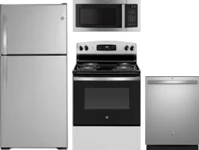4 Piece Package Includes Refrigerator, Range, Microwave And Dishwasher