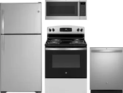 4 Piece Package Includes Refrigerator, Range, Microwave And Dishwasher