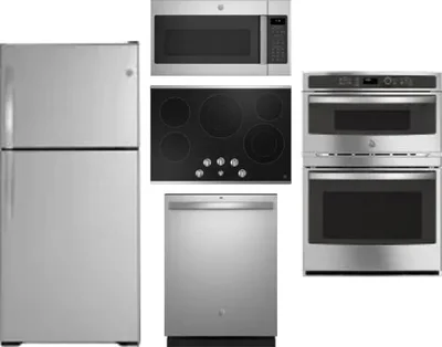 5 Piece Package Includes Refrigerator, Cooktop, Wall Oven, Microwave And Dishwasher