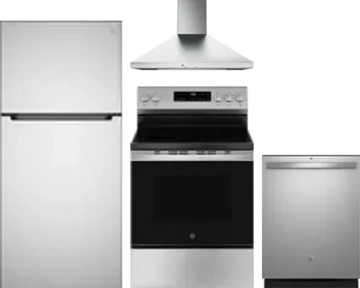 4 Piece Package Includes Refrigerator, Range, Hood And Dishwasher