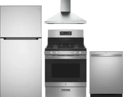 4 Piece Package Includes Refrigerator, Range, Hood And Dishwasher