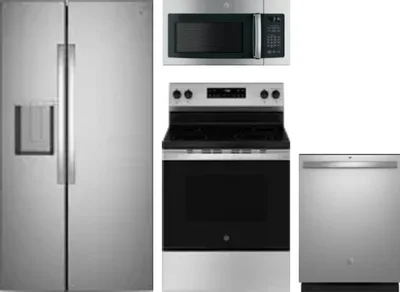 4 Piece Package Includes Refrigerator, Range, Microwave And Dishwasher