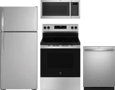 4 Piece Package Includes Refrigerator, Range, Microwave And Dishwasher