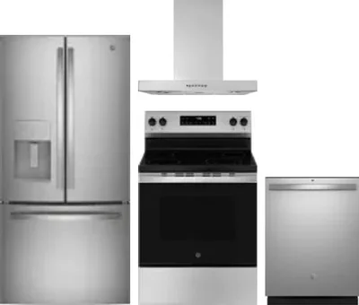 4 Piece Package Includes Refrigerator, Range, Hood And Dishwasher