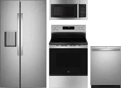 4 Piece Package Includes Refrigerator, Range, Microwave And Dishwasher