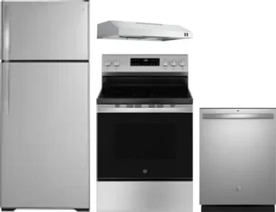 4 Piece Package Includes Refrigerator, Range, Hood And Dishwasher