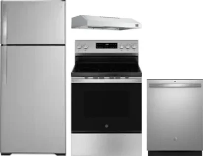 4 Piece Package Includes Refrigerator, Range, Hood And Dishwasher