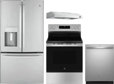 4 Piece Package Includes Refrigerator, Range, Hood And Dishwasher