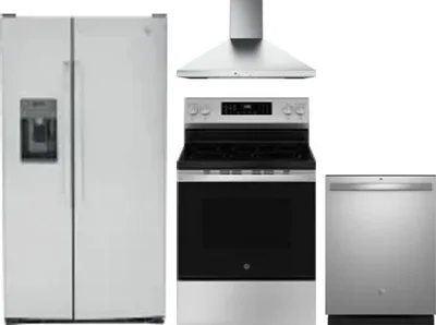 4 Piece Package Includes Refrigerator, Range, Hood And Dishwasher