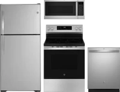 4 Piece Package Includes Refrigerator, Range, Microwave And Dishwasher