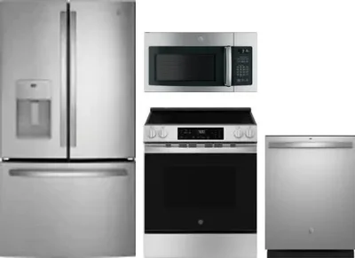 4 Piece Package Includes Refrigerator, Range, Microwave And Dishwasher