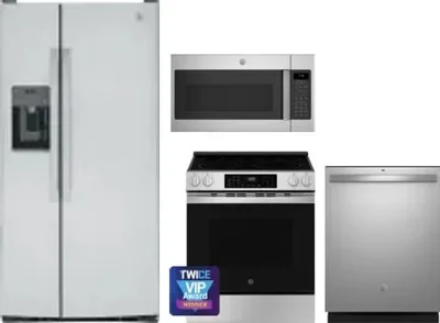 4 Piece Package Includes Refrigerator, Range, Microwave And Dishwasher