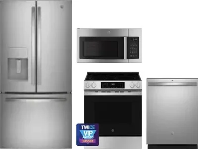 4 Piece Package Includes Refrigerator, Range, Microwave And Dishwasher