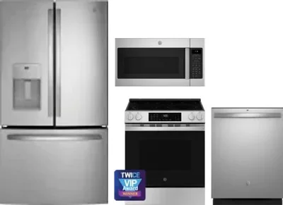 4 Piece Package Includes Refrigerator, Range, Microwave And Dishwasher